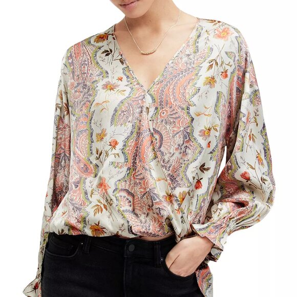 All Saints Tops - Allsaints Womens Penny Cascade Long Sleeve High-Low Top Size 0 XS Spring Green